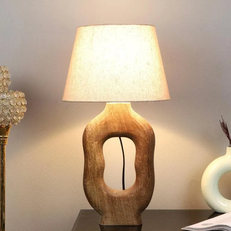 Mishuna Myna Fabric Table Lamp - Beige,Brown media 1