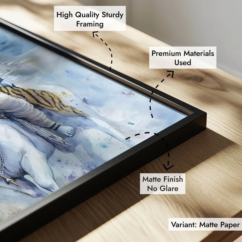 Nandivahana Spiritual Archival Paper Wall Painting With Frame - Black media 7
