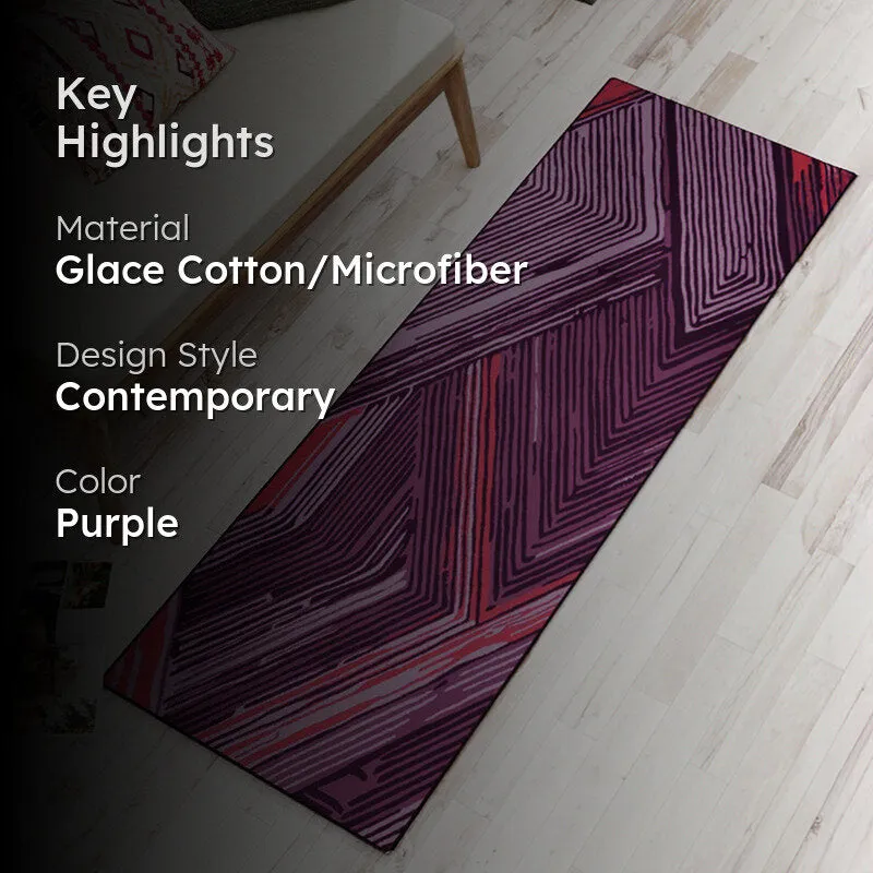 Albion Geometric Micro Fiber Runner Rug - Purple media 2