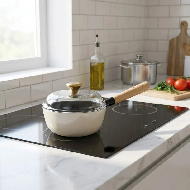 Cumin Co Enamel Cast Iron Sauce Pan (1500 mL) - White media 1