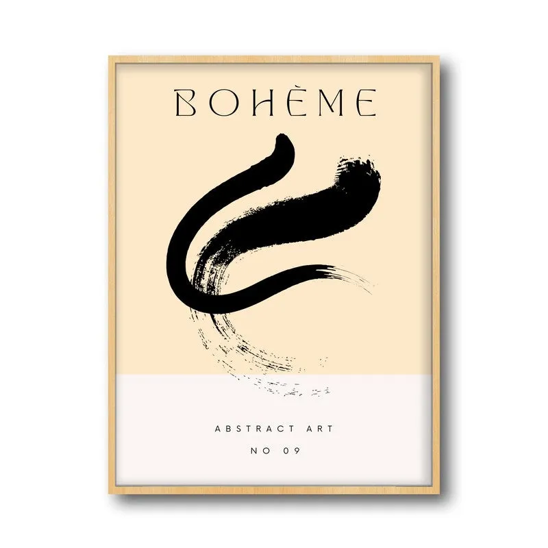 Gestural Calm Canvas Wall Painting With Brown Frame media 3