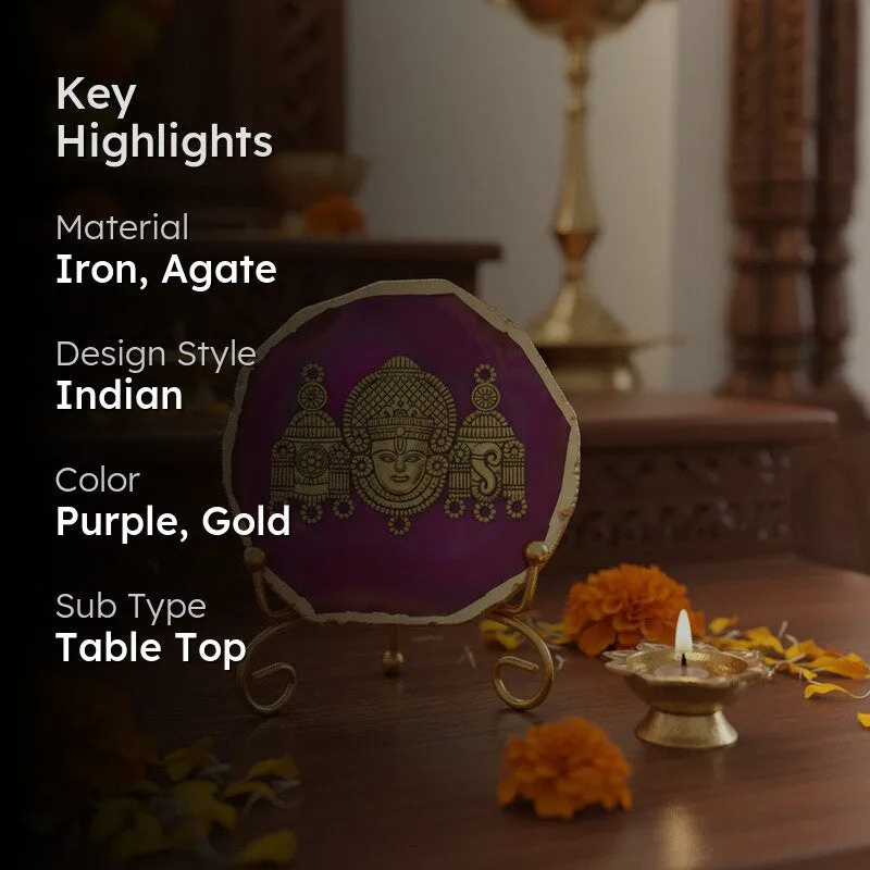 Mahalakshmi Agate Showpiece With Stand - Magenta media 2