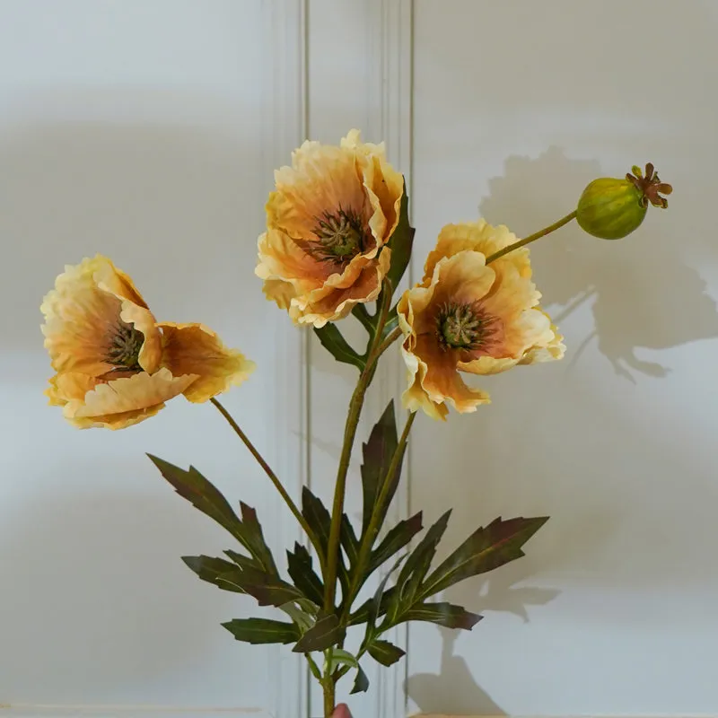 Faux Popy Flower Stick (Golden Yellow) - 27 CM media 3