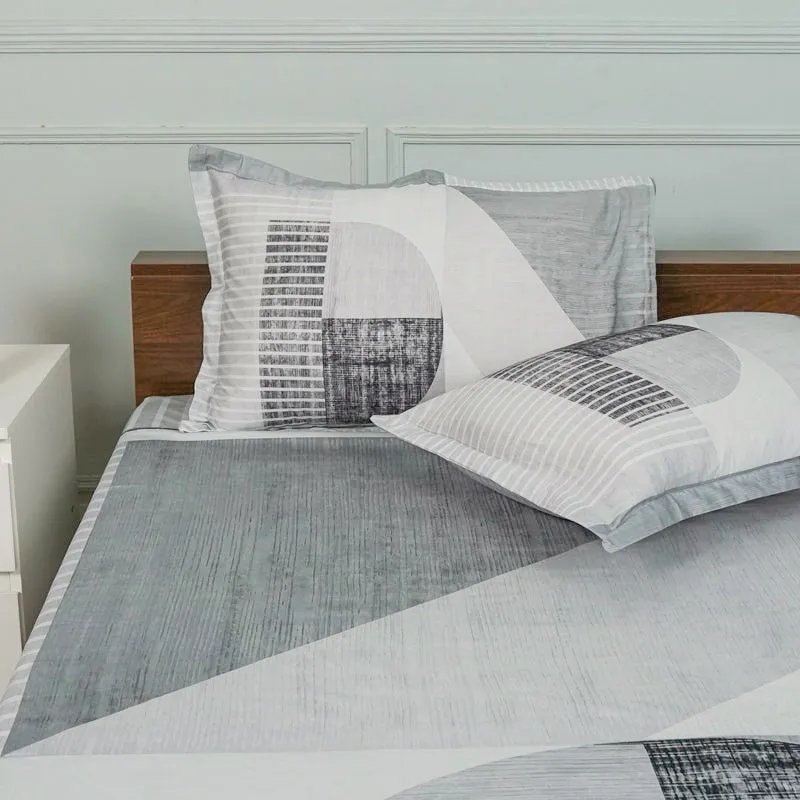 Idris Abstract Cotton Bedsheet (Grey) - 200 TC media 4