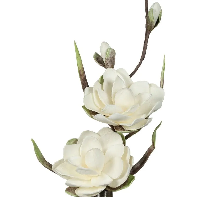 Elegant Artificial Magnolia Foam Flower Stick - White media 5