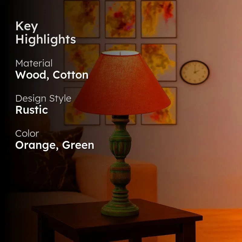 Arvello Kyra Wooden Table Lamp - Orange media 2