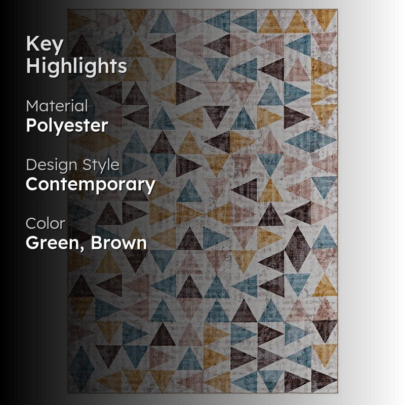 Isaac Geometric Carpet - Green & Brown media 2