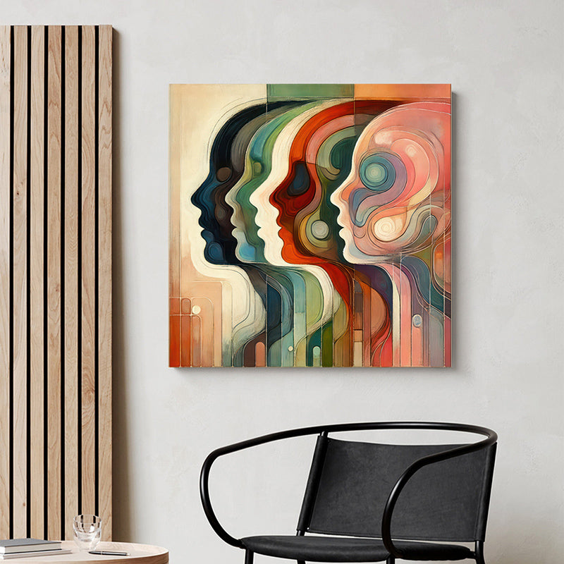 Multicolor Faces Wall Painting