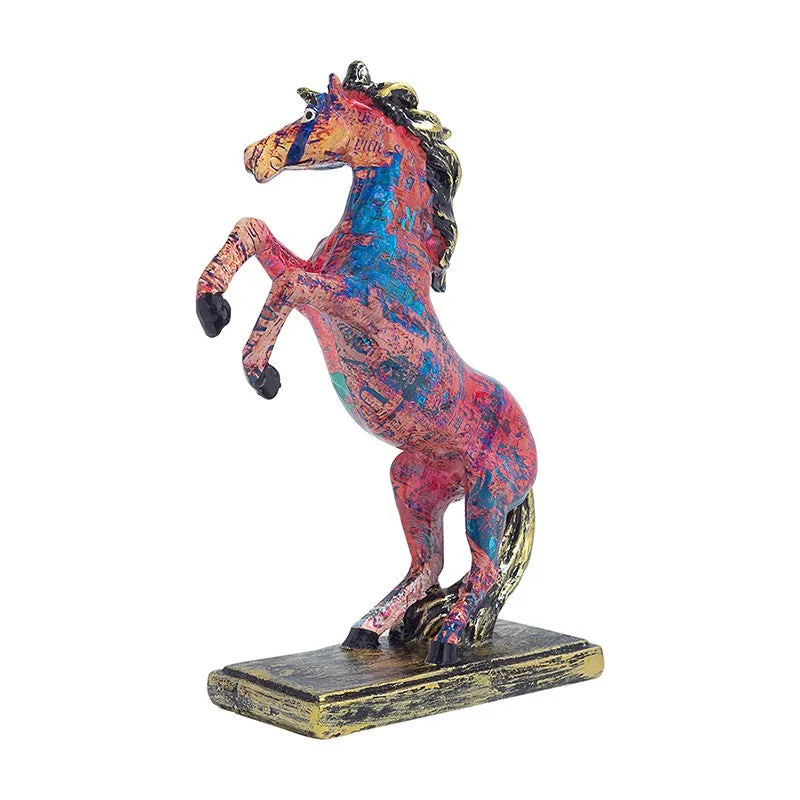 Colorful Rearing Horse Showpiece- Blue,Pink media 7