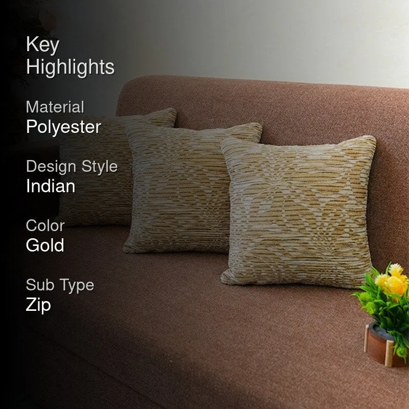 PetalReverie Cushion Cover (Gold) - Set Of Three media 2