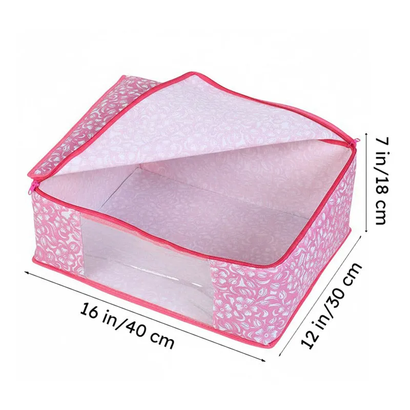 Bizet Floral Saree Cover (Pink) - Set Of Three media 7