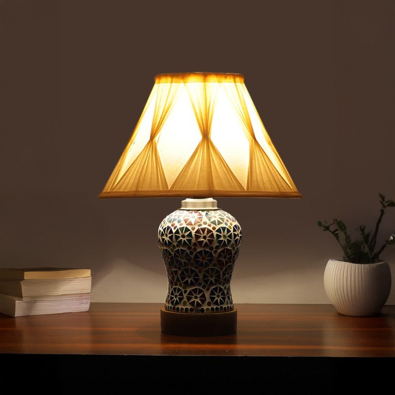 Astrona Smocked Wooden Table Lamp - Multicolor