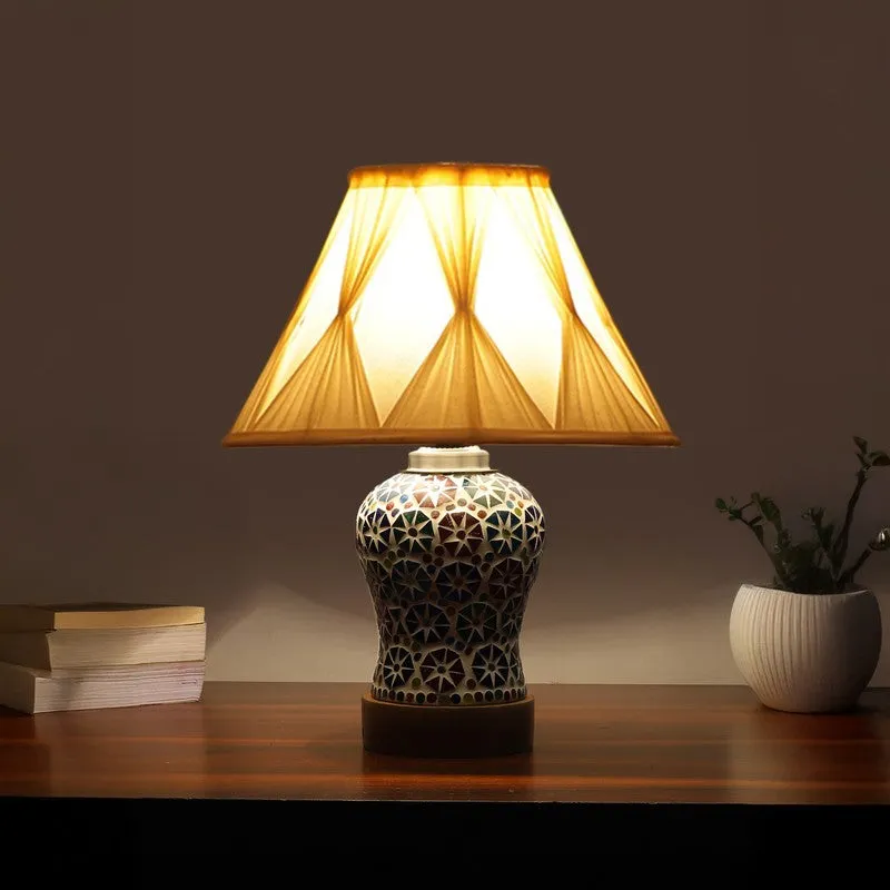 Astrona Smocked Wooden Table Lamp - Multicolor media 1