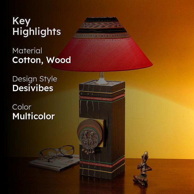 Jina Handcrafted Wooden Table Lamp - Multicolor media 2