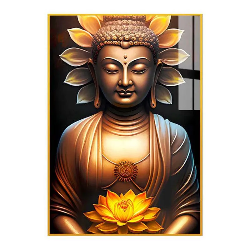 Glow Of Enlightenment Spiritual Canvas Wall Art With Frame - Gold media 4