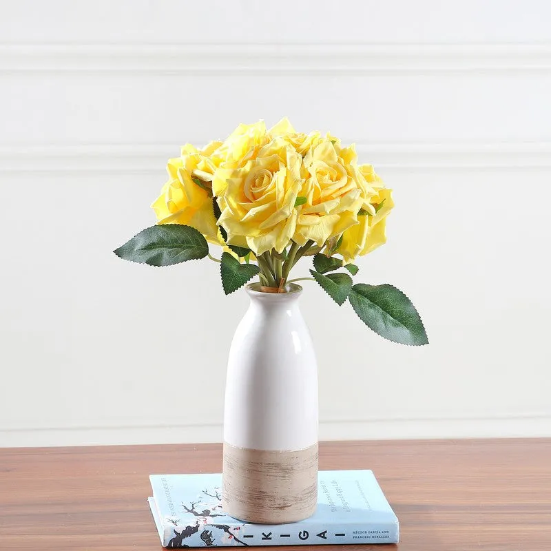 Aurielle Rose Fabric Artificial Flower - Yellow media 1