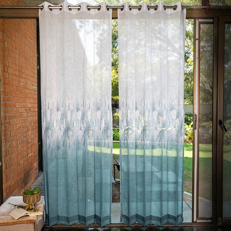 Urban Space Sea Mist Curtain (Turquoise Sheer) - Set Of Two media 2