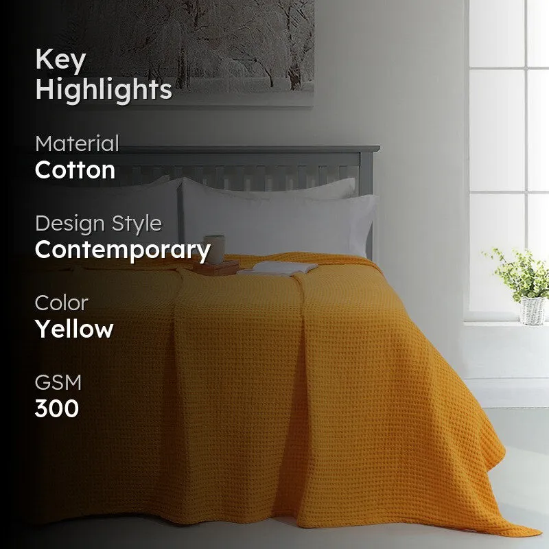 Axitra Wafel Weave Cotton Blanket - Yellow media 2
