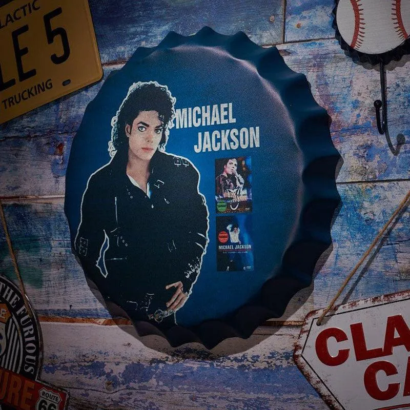 Michael Jackson Blue Bottle Cap Metal Wall Accent media 1