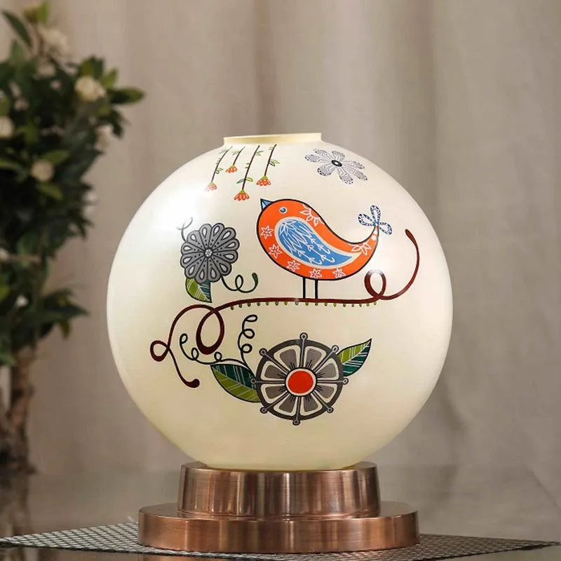Nomadic Aura Hand Painted Copper & Glass Moon Table Lamp - Multicolor media 3
