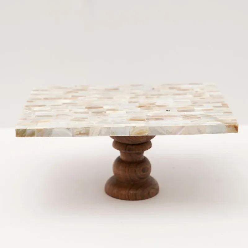 Letvo Marble Cake Stand With Wooden Base media 5