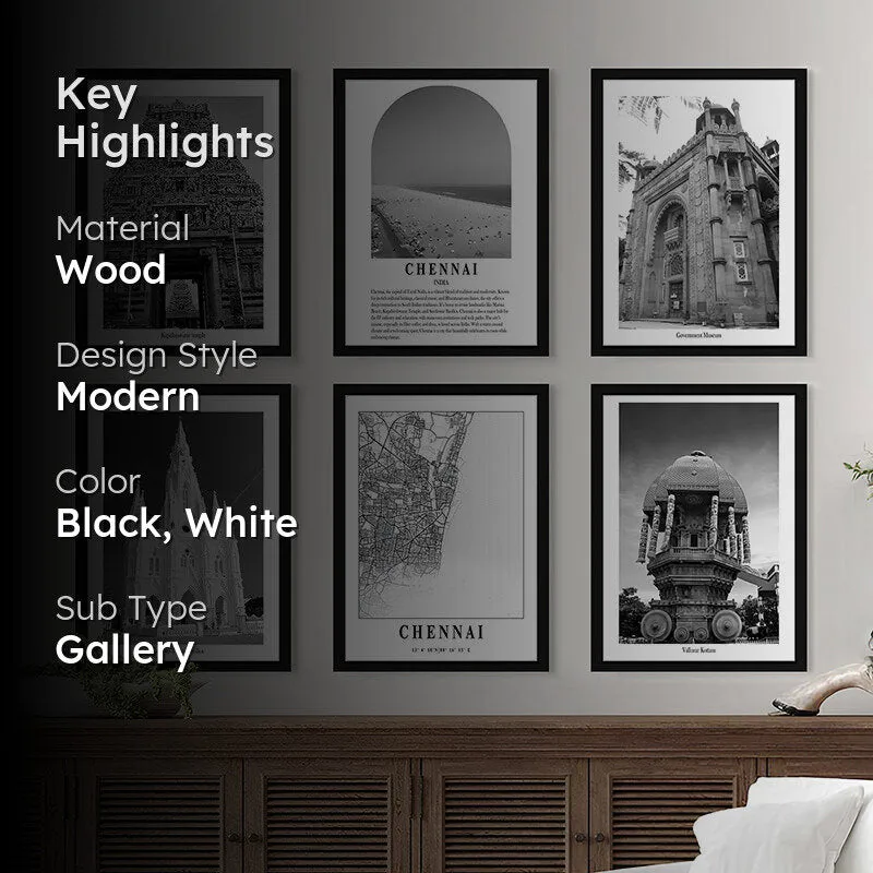 Monochrome Monuments II Wall Art With Frame - Set Of Six media 2