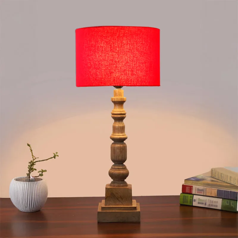 Cotin I Arbor Wooden Table Lamp - Red,Brown media 2