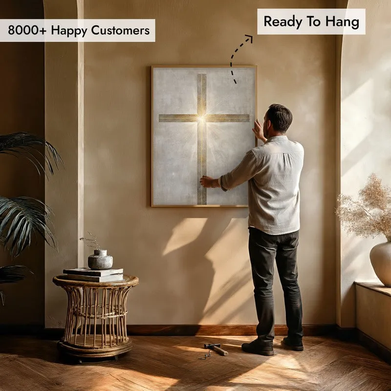 Lumen Cross Wall Painting With Brown Frame media 5