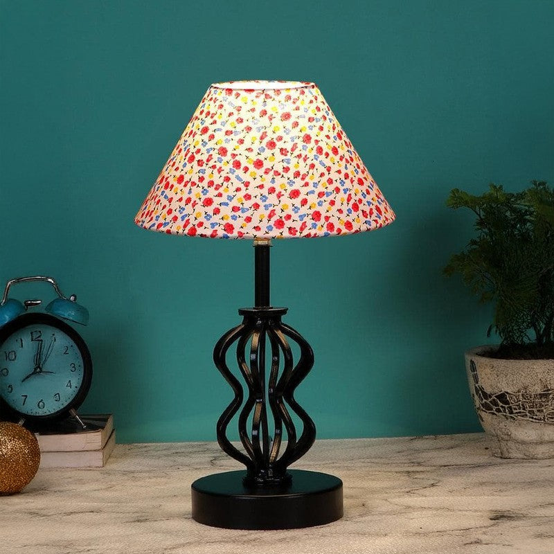 Floral Iggly Wiggly Fabric Table Lamp - Multicolor