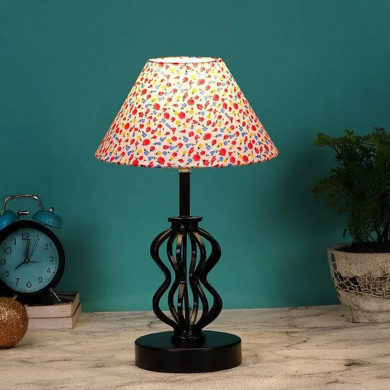 Floral Iggly Wiggly Fabric Table Lamp - Multicolor media 1
