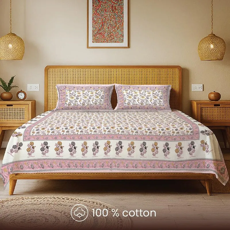 Urban Space Neerja Ethnic Cotton Bedsheet (Pink) - 200 TC media 4