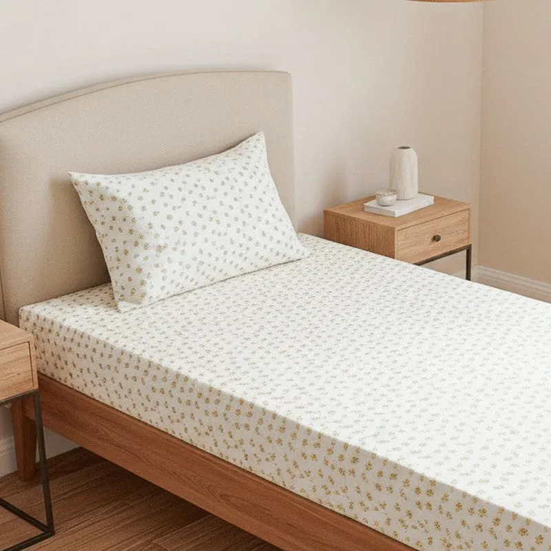 Marisol Printed Cotton Bedsheet (Yellow) - 180 TC media 3