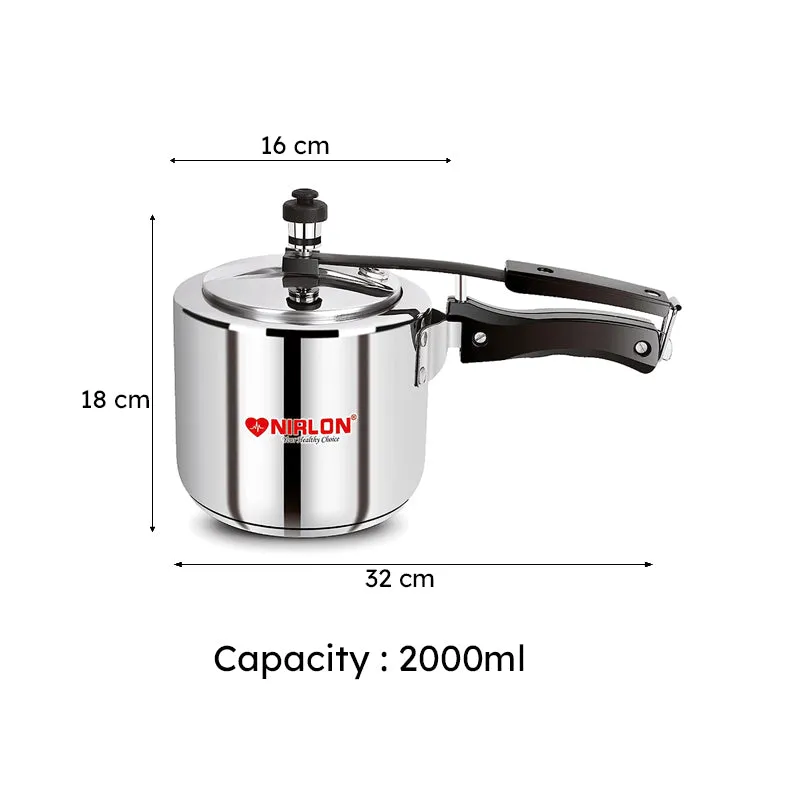 Nirlon Steel Pressure Cooker - 2000 mL/ 7 Inches media 8