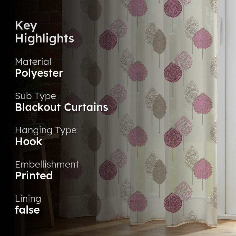 Urban Space Pinkleaf Multicolor Polyester Curtains - Set Of Two media 2