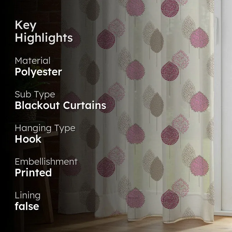Urban Space Pinkleaf Multicolor Polyester Curtains - Set Of Two media 2