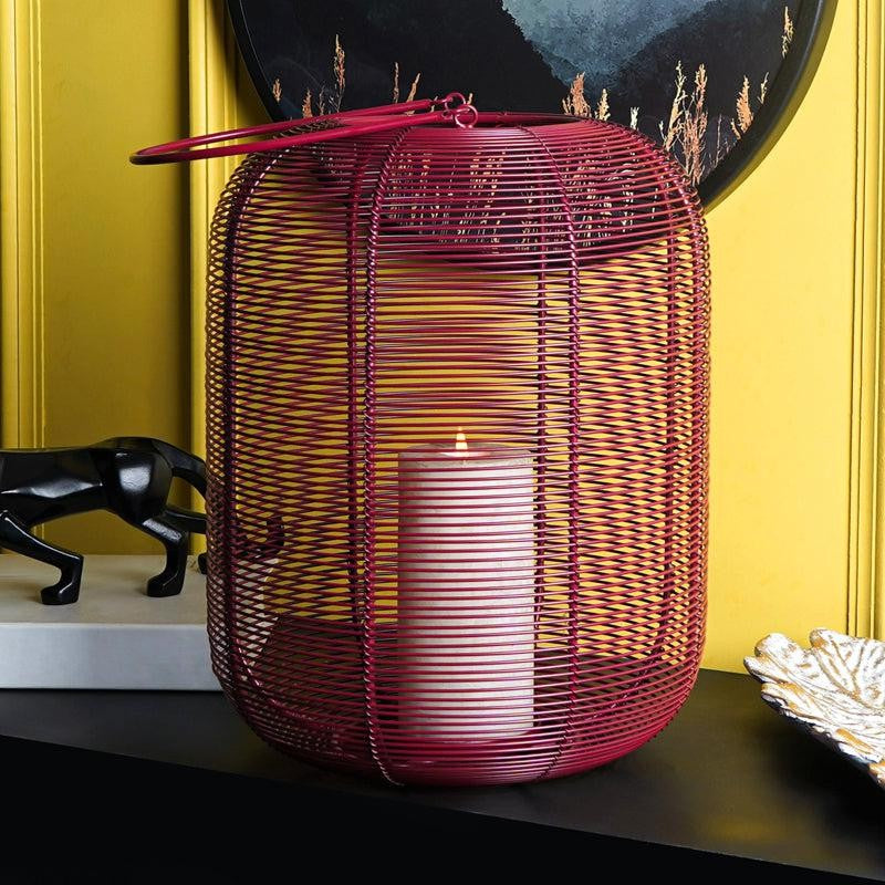 Woven Glow Painted Metal Table Lamp - Pink media 4