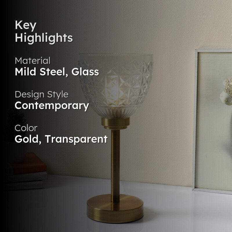 Anvora Elegant Mild Steel Table Lamp - Gold,Transparent media 2