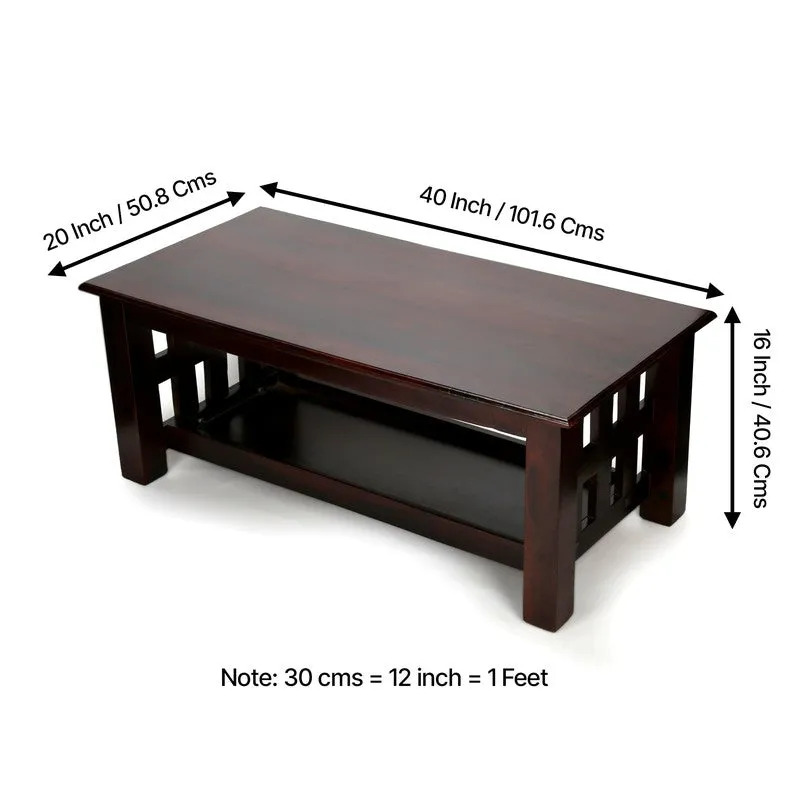 Brenox Sheesham Wooden Center Table - Taupe media 10