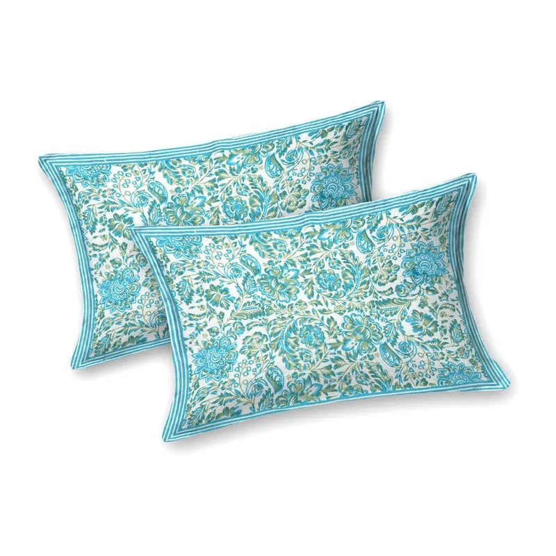 Patterna Cotton Bedsheet (Sky Blue) - 240 TC media 4