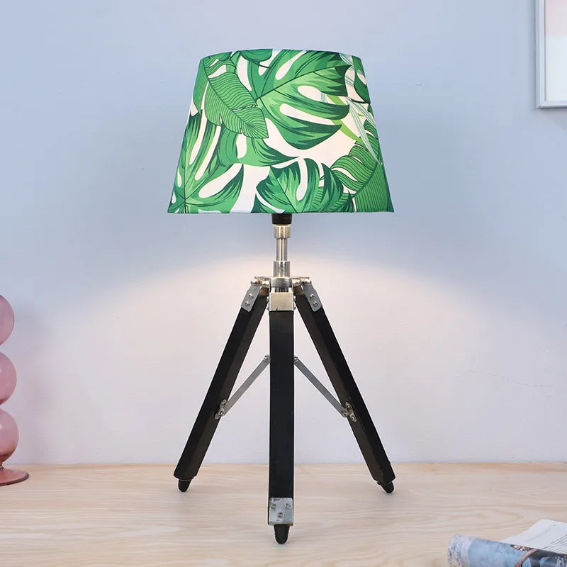 Kaizen Fold Printed Tripod Mango Wood Table Lamp - Green,White,Black media 2