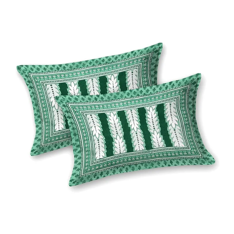 Designy Cotton Bedsheet (Green,White) - 240 TC media 4