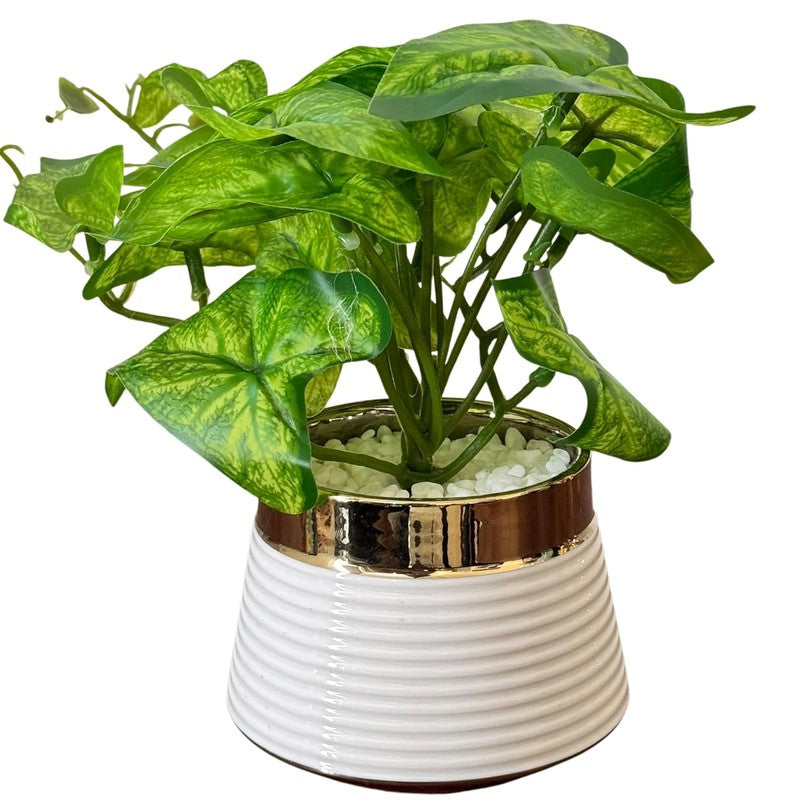 Opalyn Ceramic Vase With Artificial Plant media 4