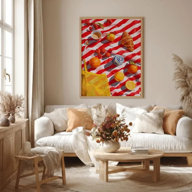 Azure Feast Canvas Wall Painting - Brown Frame media 4