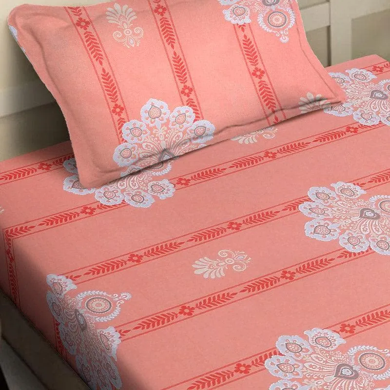 Vidushi Printed Cotton Bedsheet (Peach) - 200 TC media 3