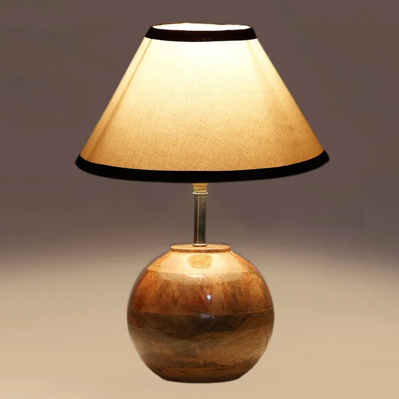 Auryon Cotton Table Lamp With Wooden Base - White media 5
