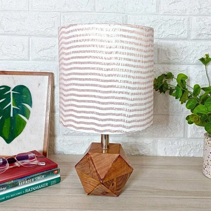 Miraao Hexa Fabric Table Lamp - White,Brown media 3