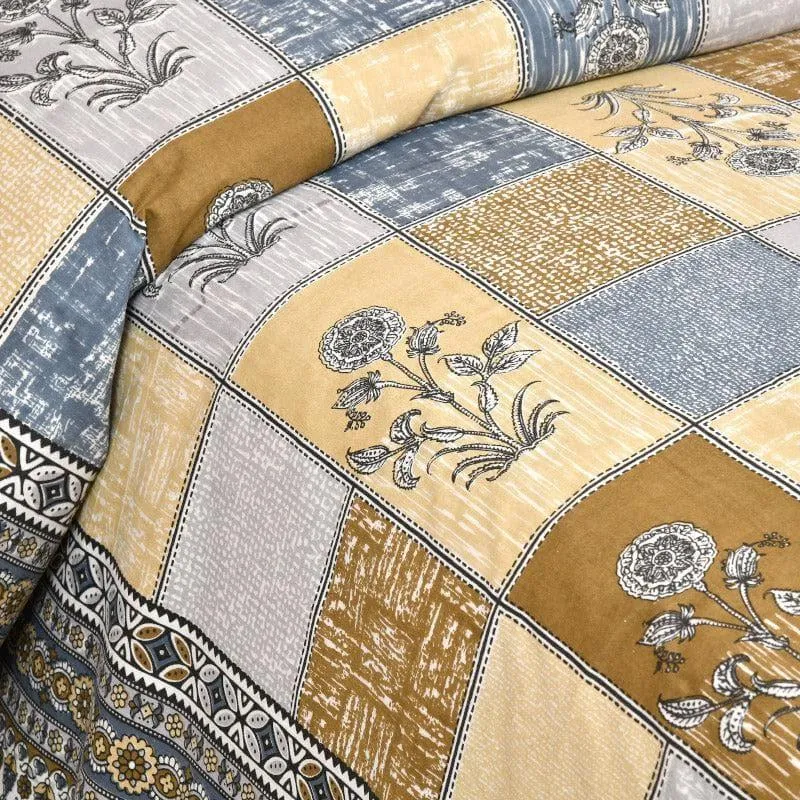 Girish Ethnic Cotton Bedsheet (Grey) - 160 TC media 3