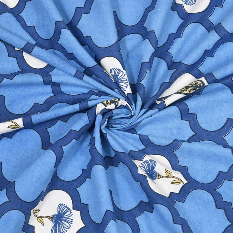Ashima Printed Cotton Bedsheet (Blue) - 180 TC - 5