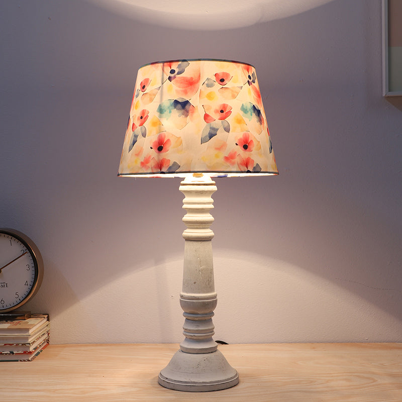 Luna Borealis Coil Printed Mango Wood Table Lamp - Multicolor