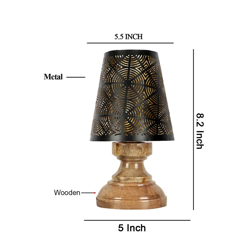 Harolda Etched Metal Table Lamp - Black,Brown media 5
